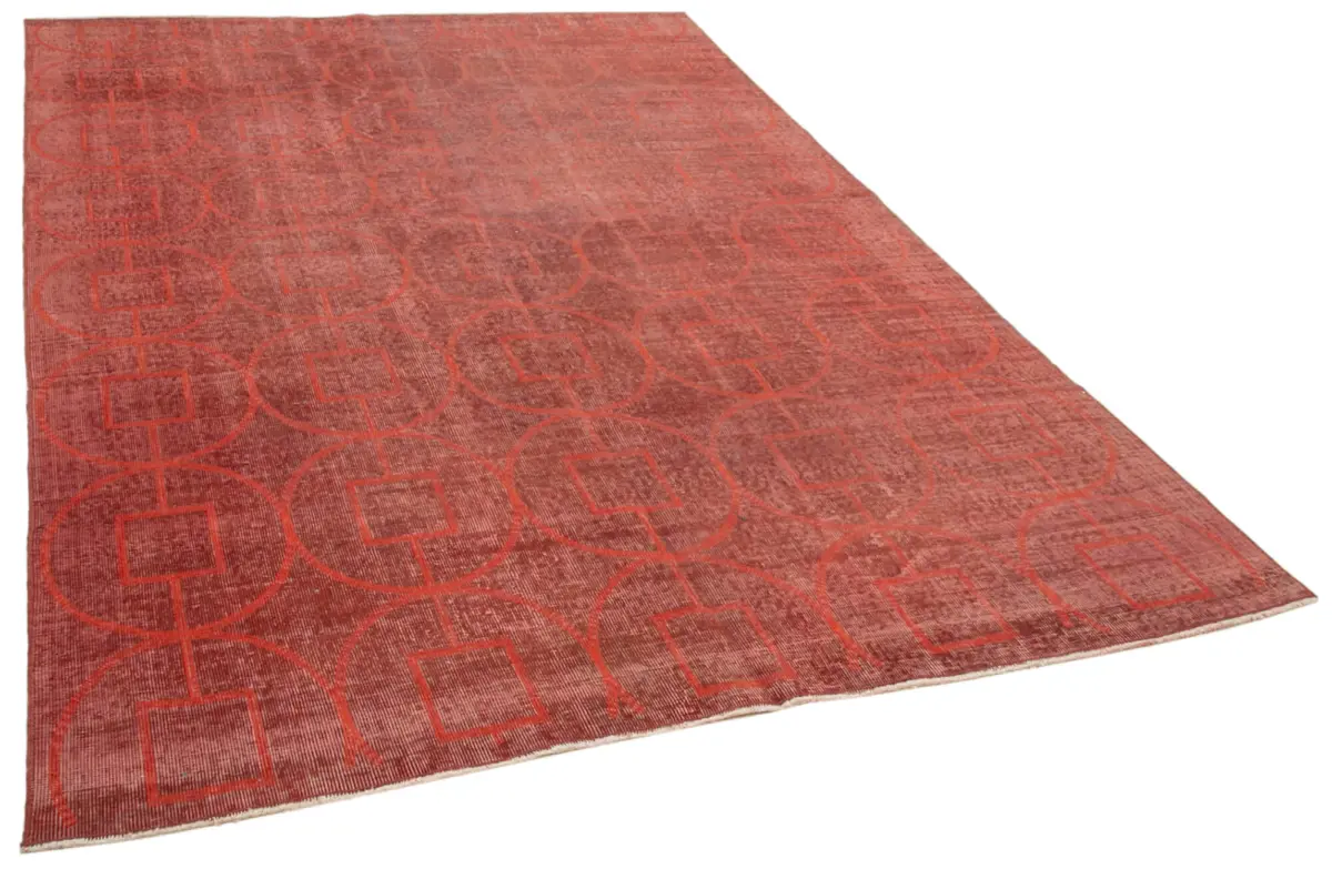 Modern Halı- Kırmızı Pamuk Üzerine Yün El Dokuma Halı-206x305 - Görsel 2