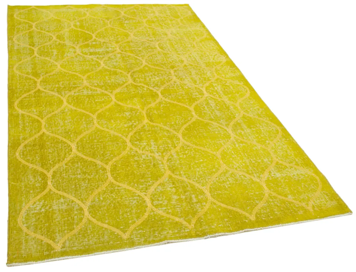 Modern Halı- Sarı Pamuk Üzerine Yün El Dokuma Halı-148x245 - Görsel 2