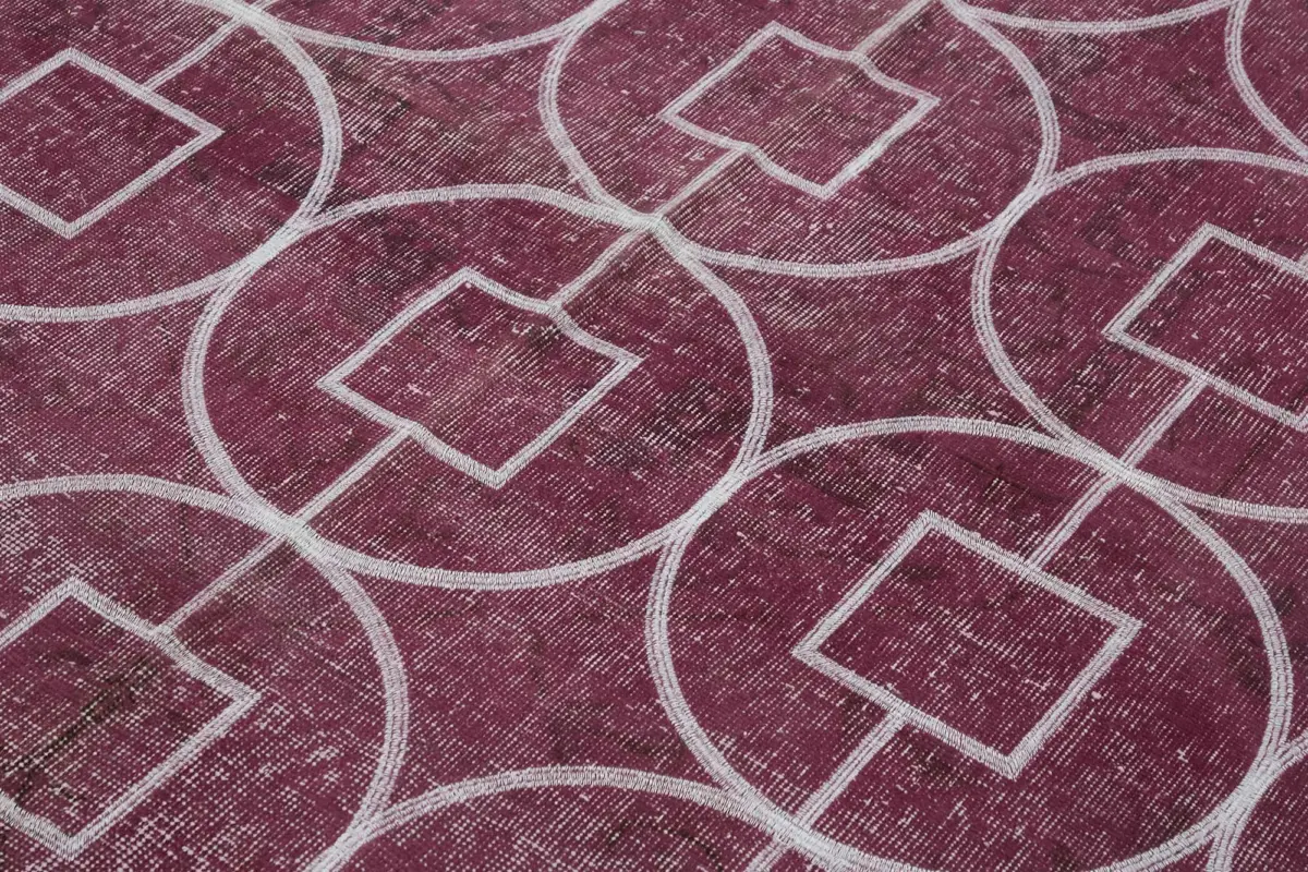 Modern Halı- Mor Pamuk Üzerine Yün El Dokuma Halı-212x316 - Görsel 5