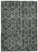 Modern Halı- Siyah Pamuk Üzerine Yün El Dokuma Halı-210x298