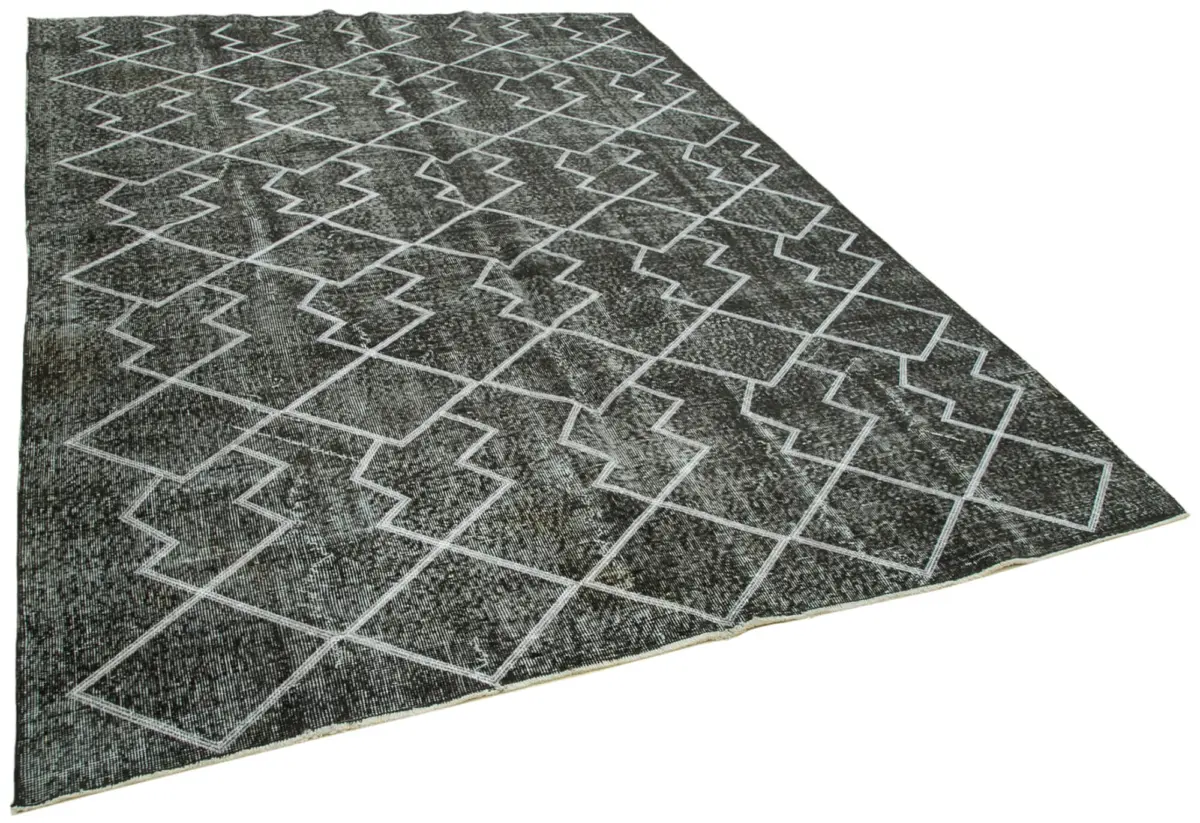 Modern Halı- Siyah Pamuk Üzerine Yün El Dokuma Halı-210x298 - Görsel 2