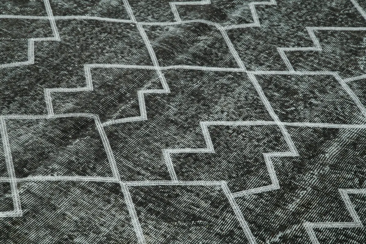 Modern Halı- Siyah Pamuk Üzerine Yün El Dokuma Halı-210x298 - Görsel 5