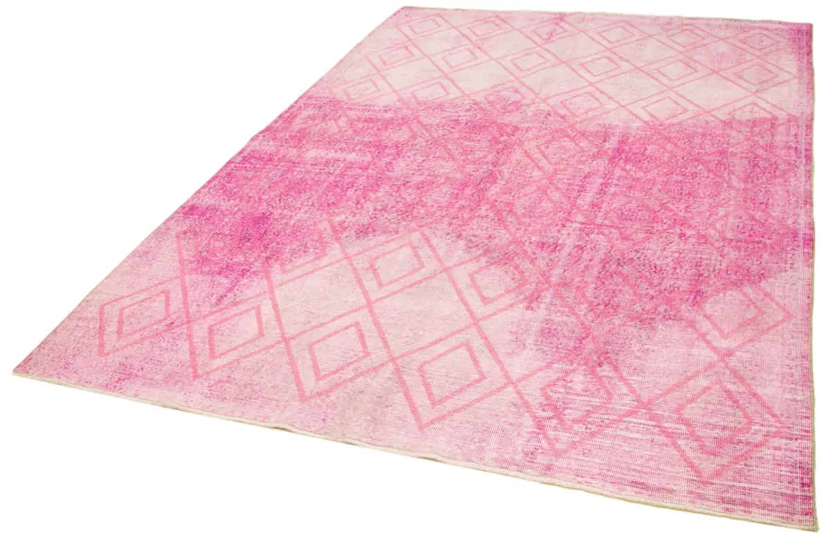 Modern Halı- Pembe Pamuk Üzerine Yün El Dokuma Halı-205x295 - Görsel 3