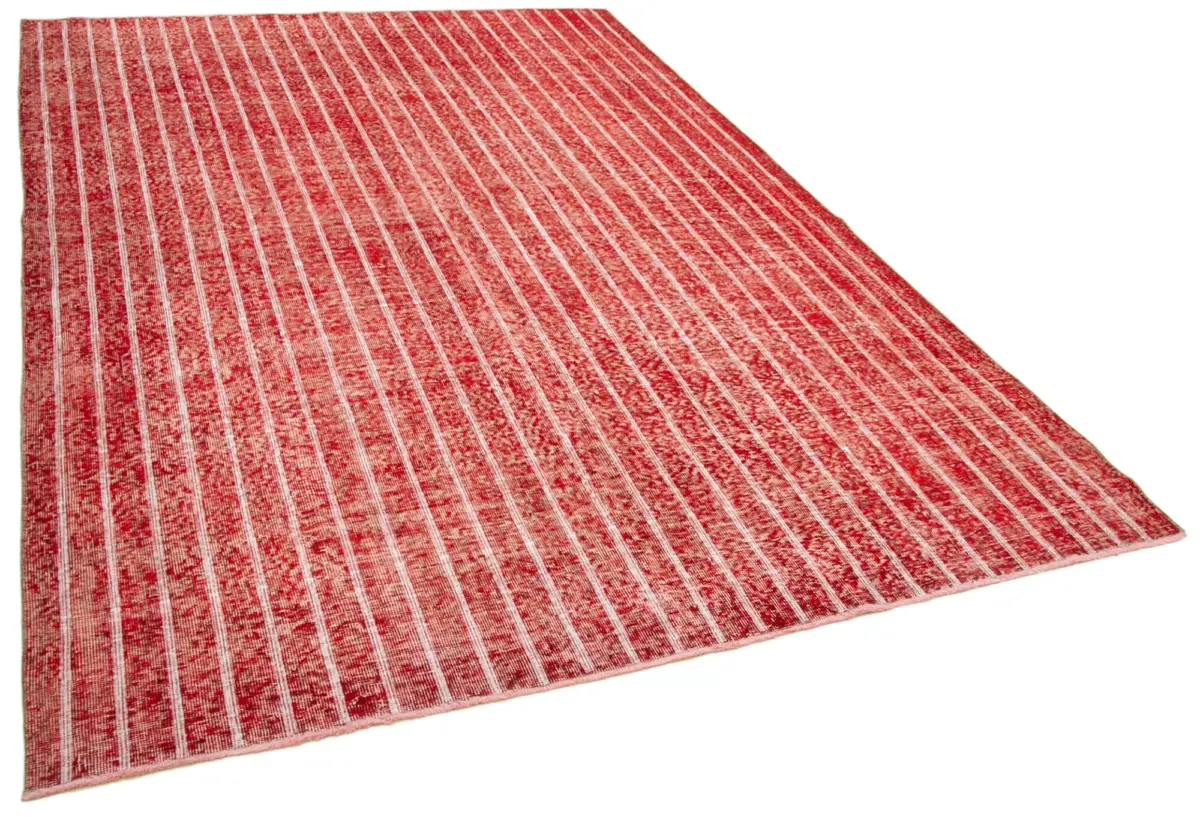 Modern Halı- Kırmızı Pamuk Üzerine Yün El Dokuma Halı-212x310 - Görsel 2