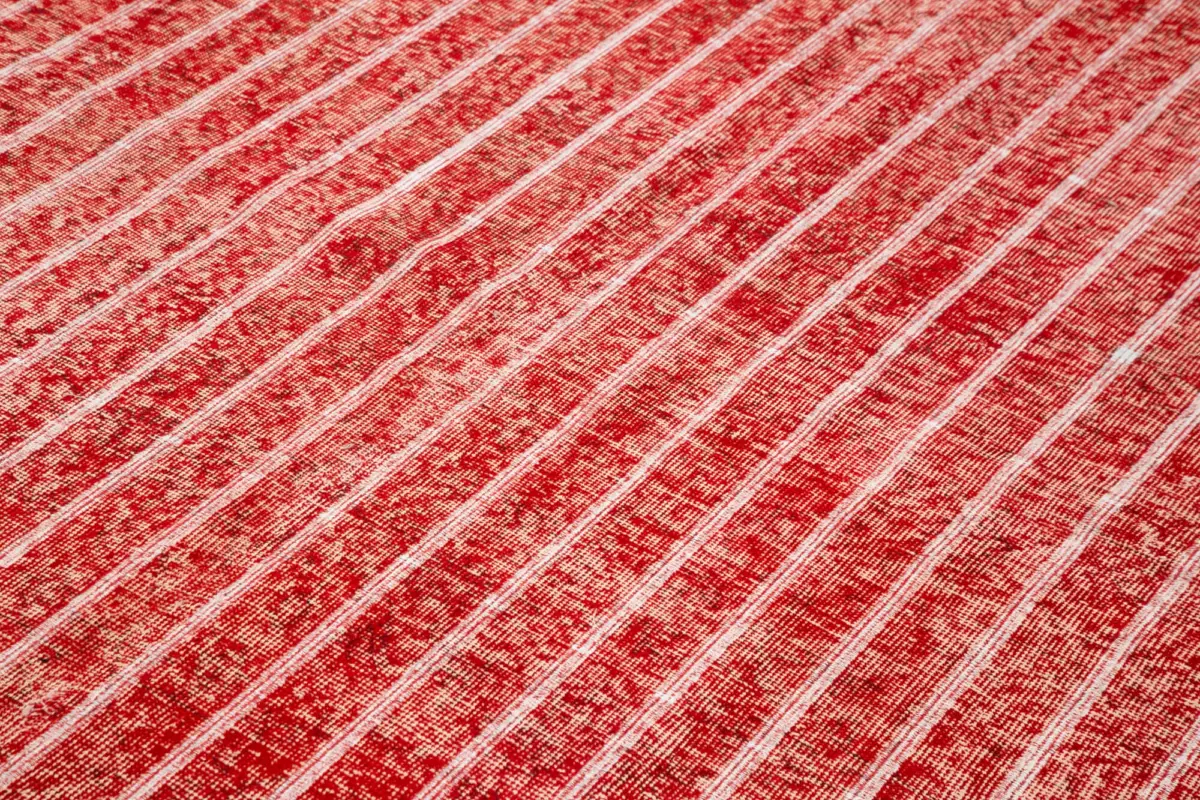 Modern Halı- Kırmızı Pamuk Üzerine Yün El Dokuma Halı-212x310 - Görsel 5