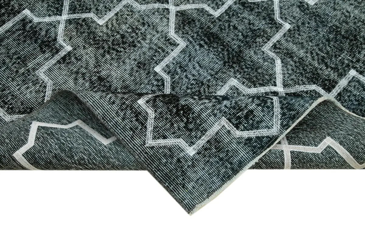 Modern Halı- Siyah Pamuk Üzerine Yün El Dokuma Halı-150x243 - Görsel 6