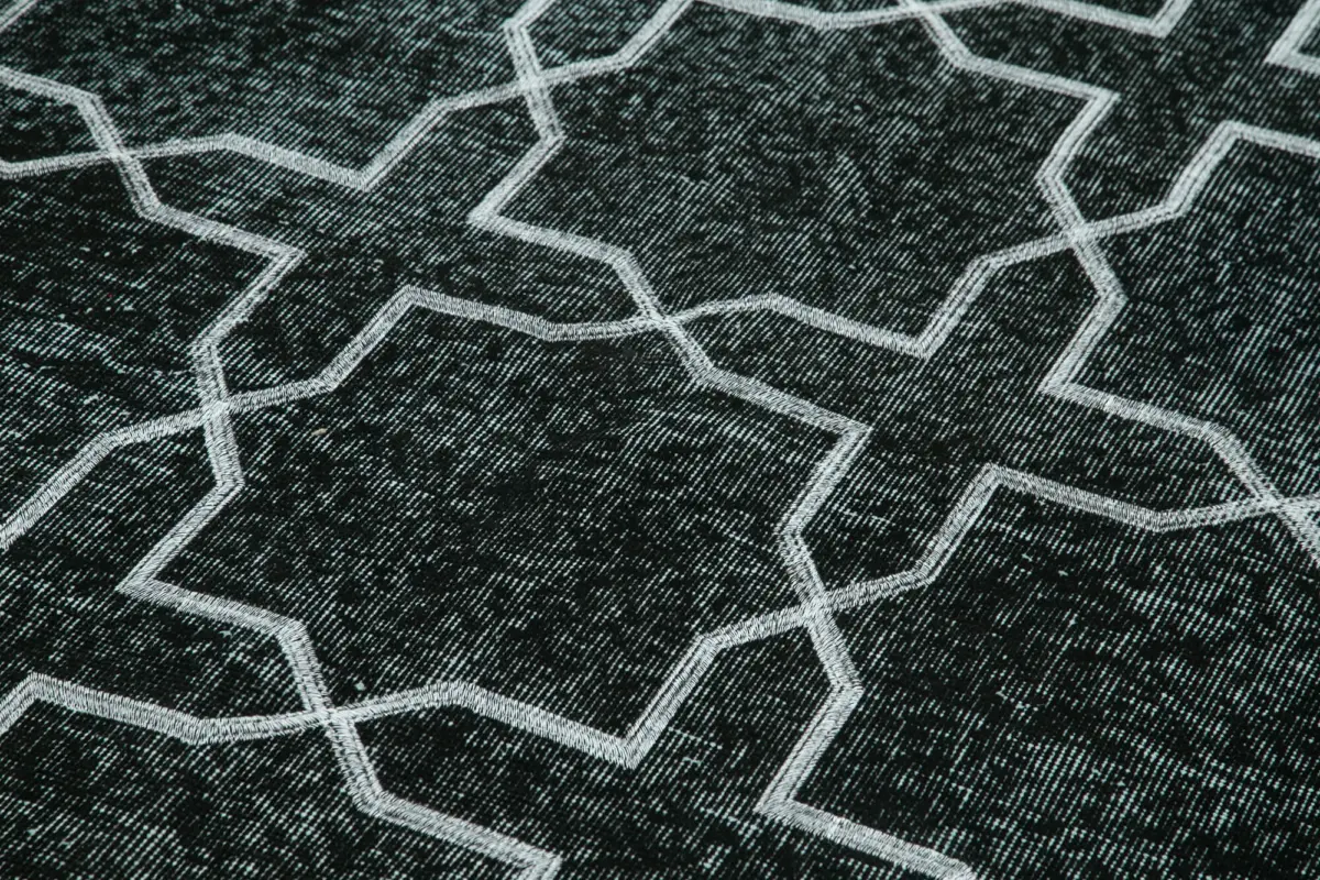 Modern Halı- Siyah Pamuk Üzerine Yün El Dokuma Halı-165x285 - Görsel 5