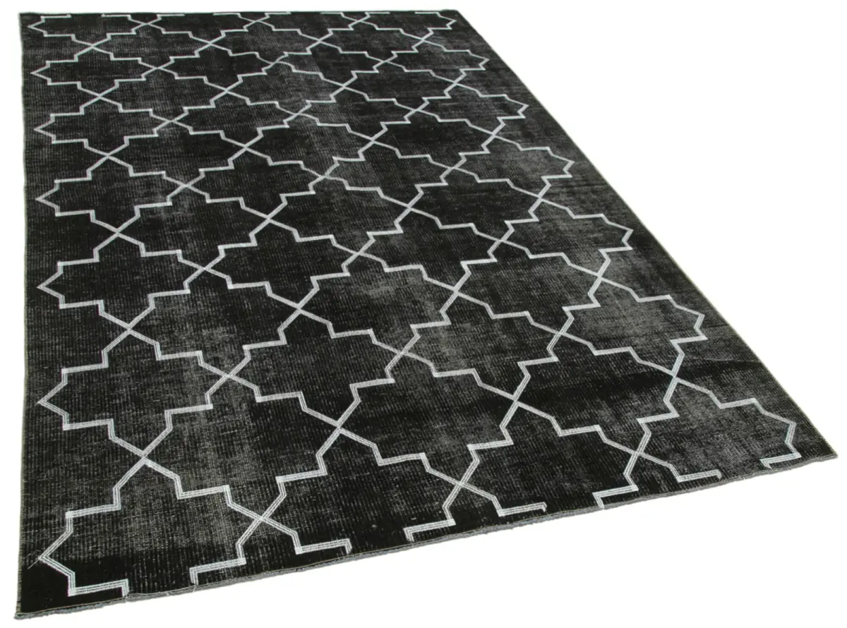 Modern Halı- Siyah Pamuk Üzerine Yün El Dokuma Halı-172x265 - Görsel 2