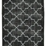 Modern Halı- Siyah Pamuk Üzerine Yün El Dokuma Halı-152x241