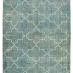 Modern Halı- Mavi Pamuk Üzerine Yün El Dokuma Halı-151x254