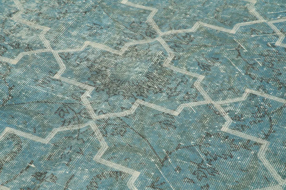 Modern Halı- Mavi Pamuk Üzerine Yün El Dokuma Halı-151x254 - Görsel 5