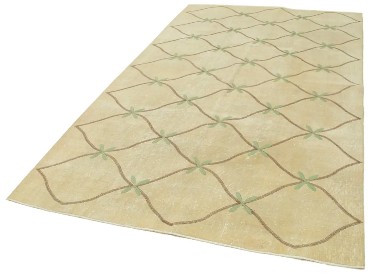 Modern Halı- Bej Pamuk Üzerine Yün El Dokuma Halı-165x286 - Görsel 3