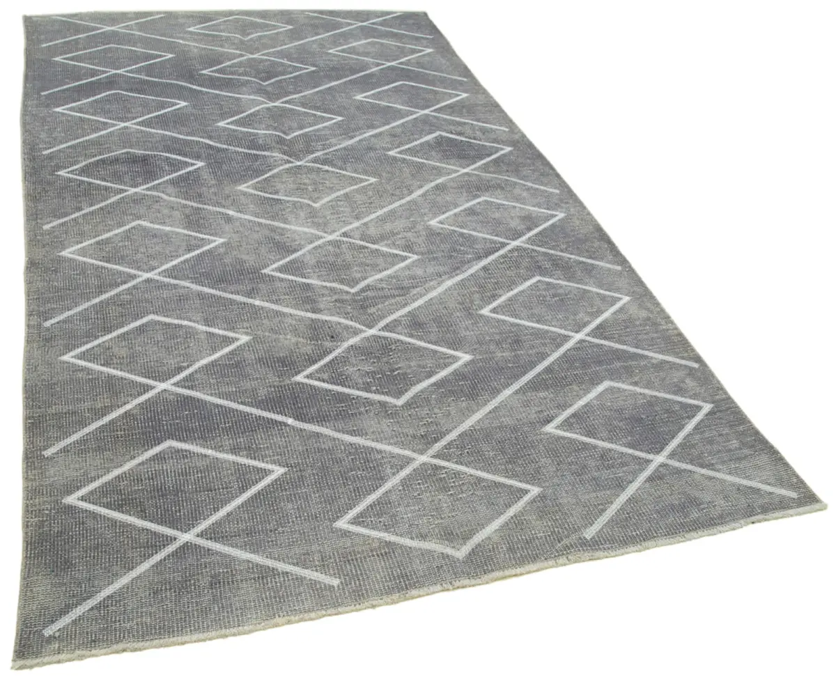 Modern Halı- Gri Pamuk Üzerine Yün El Dokuma Halı-154x276 - Görsel 2