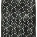 Modern Halı- Siyah Pamuk Üzerine Yün El Dokuma Halı-168x278