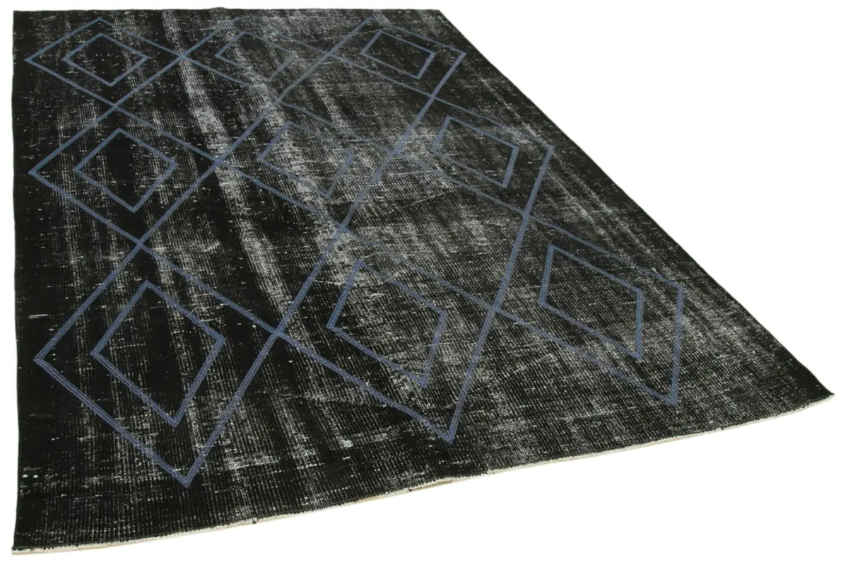 Modern Halı- Siyah Pamuk Üzerine Yün El Dokuma Halı-180x264 - Görsel 2