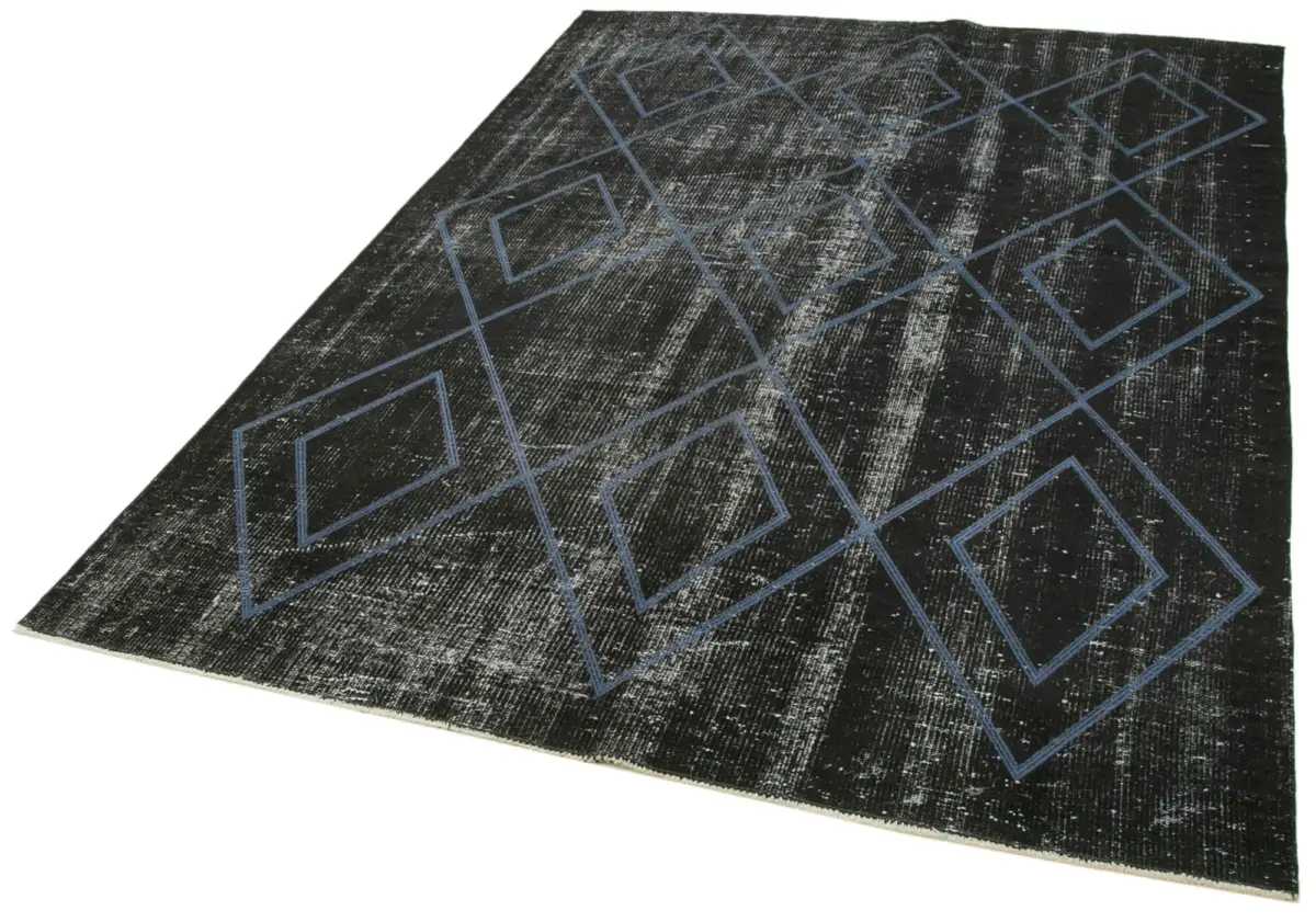 Modern Halı- Siyah Pamuk Üzerine Yün El Dokuma Halı-180x264 - Görsel 3