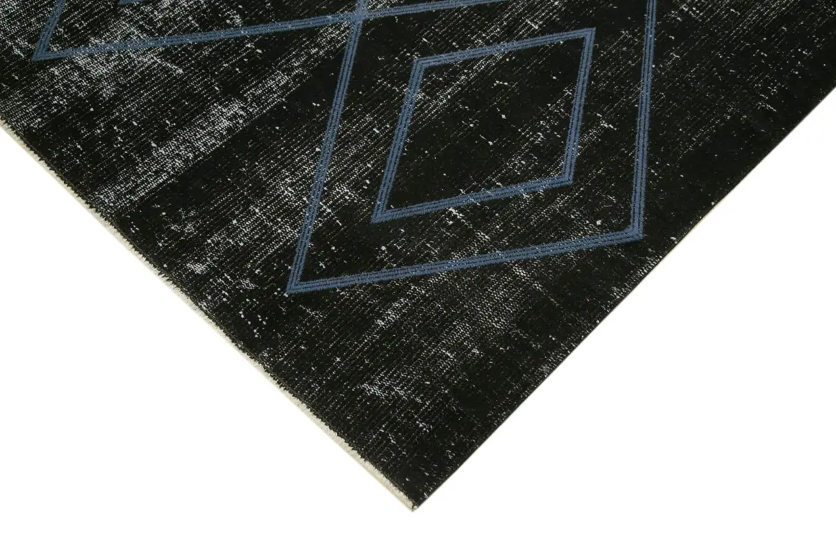 Modern Halı- Siyah Pamuk Üzerine Yün El Dokuma Halı-180x264 - Görsel 4