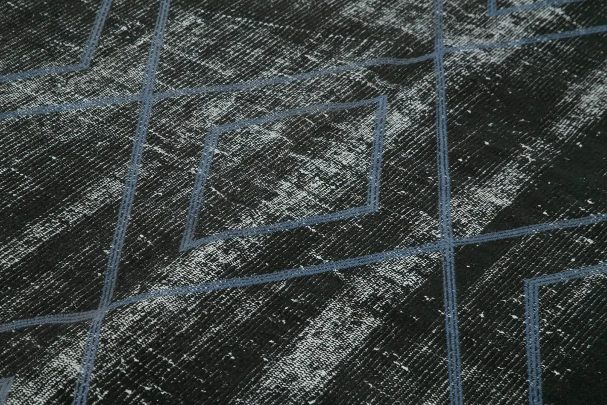 Modern Halı- Siyah Pamuk Üzerine Yün El Dokuma Halı-180x264 - Görsel 5