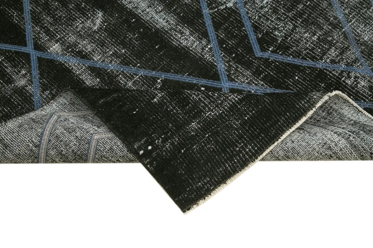 Modern Halı- Siyah Pamuk Üzerine Yün El Dokuma Halı-180x264 - Görsel 6