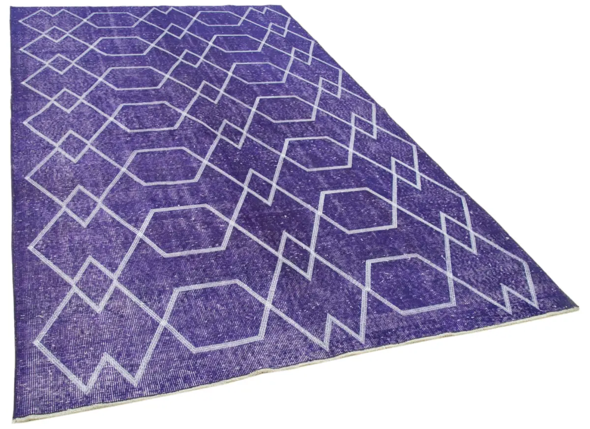 Modern Halı- Mor Pamuk Üzerine Yün El Dokuma Halı-166x286 - Görsel 2