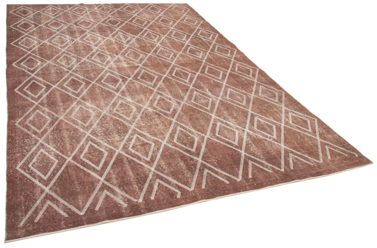 Modern Halı- Kahverengi Pamuk Üzerine Yün El Dokuma Halı-208x308 - Görsel 2