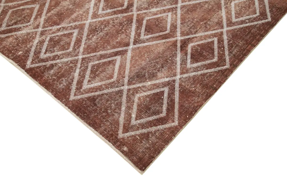 Modern Halı- Kahverengi Pamuk Üzerine Yün El Dokuma Halı-208x308 - Görsel 4