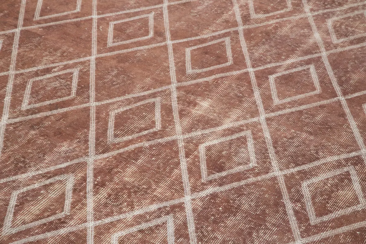 Modern Halı- Kahverengi Pamuk Üzerine Yün El Dokuma Halı-208x308 - Görsel 5