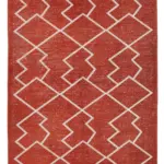 Modern Halı- Kırmızı Pamuk Üzerine Yün El Dokuma Halı-135x238