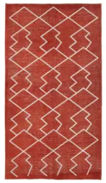 Modern Halı- Kırmızı Pamuk Üzerine Yün El Dokuma Halı-135x238