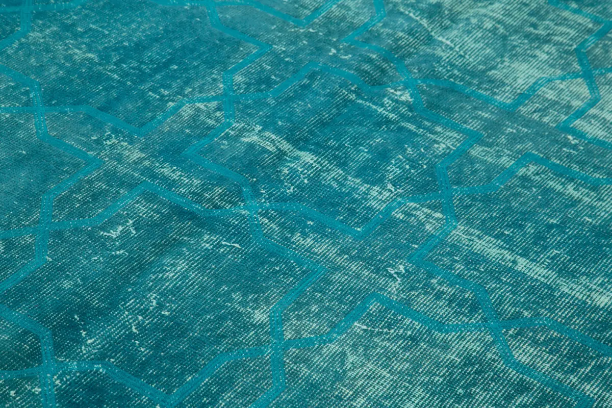 Modern Halı- Turkuaz Pamuk Üzerine Yün El Dokuma Halı-173x265 - Görsel 5