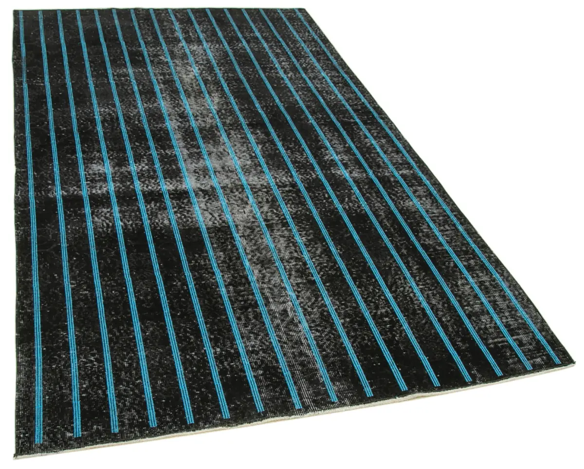 Modern Halı- Siyah Pamuk Üzerine Yün El Dokuma Halı-140x260 - Görsel 2