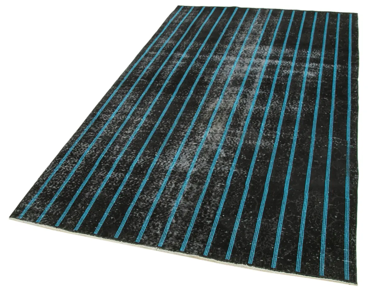 Modern Halı- Siyah Pamuk Üzerine Yün El Dokuma Halı-140x260 - Görsel 3