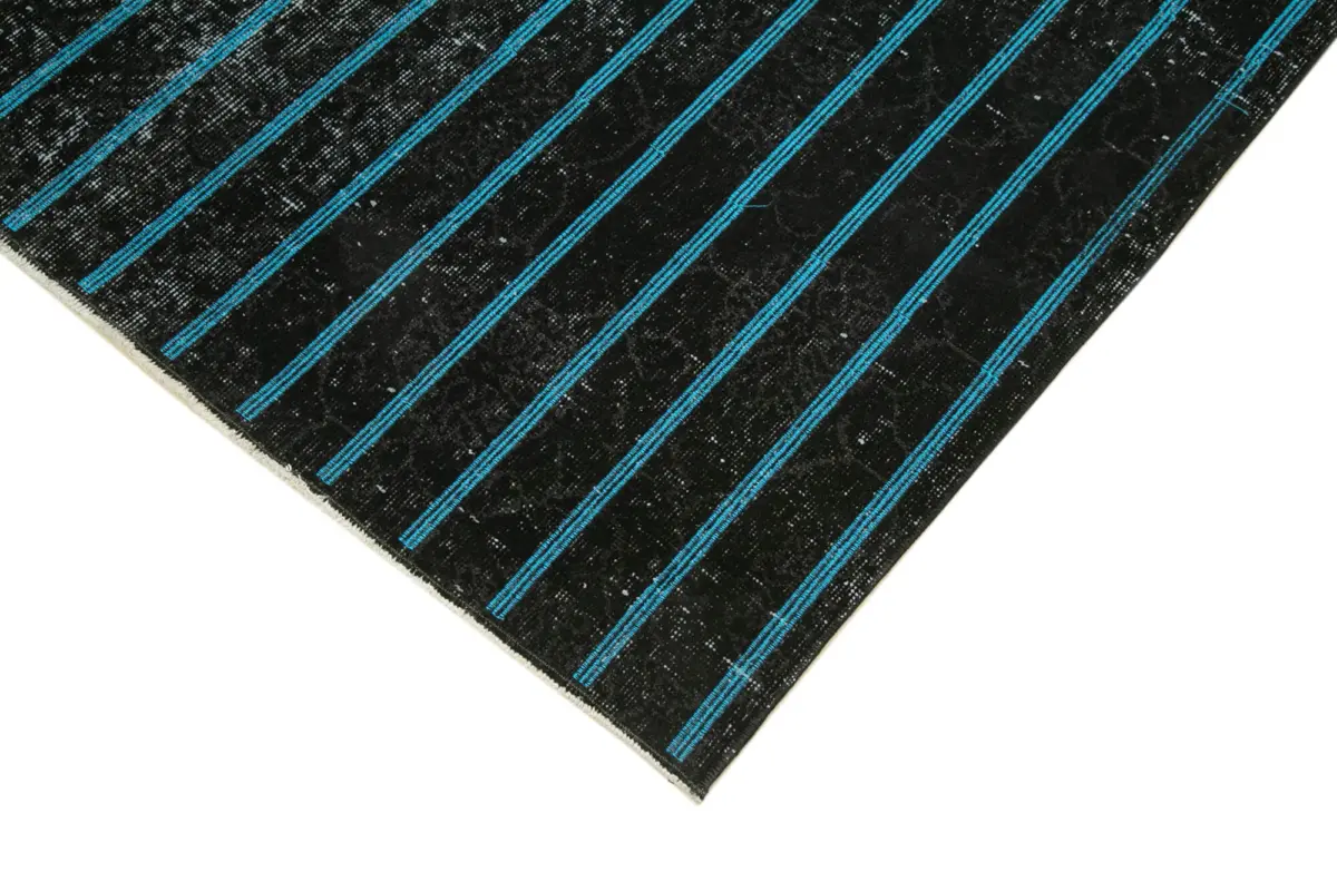 Modern Halı- Siyah Pamuk Üzerine Yün El Dokuma Halı-140x260 - Görsel 4