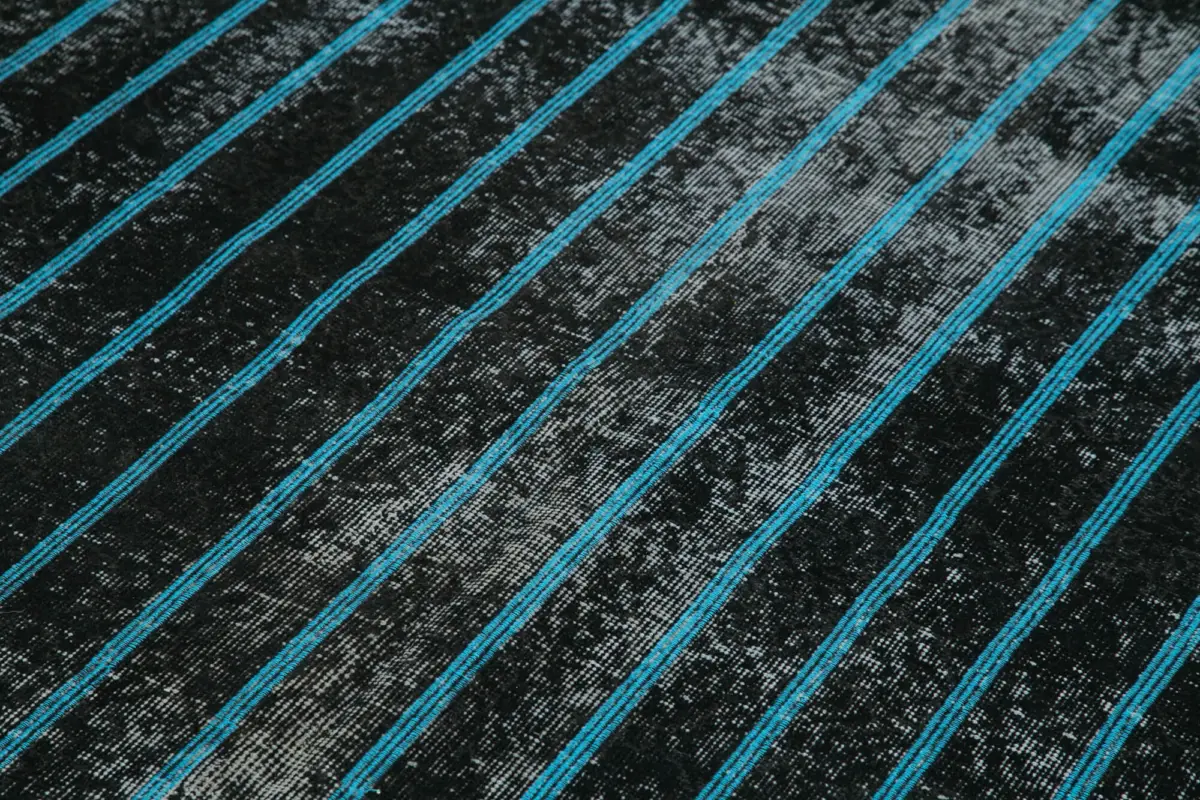 Modern Halı- Siyah Pamuk Üzerine Yün El Dokuma Halı-140x260 - Görsel 5