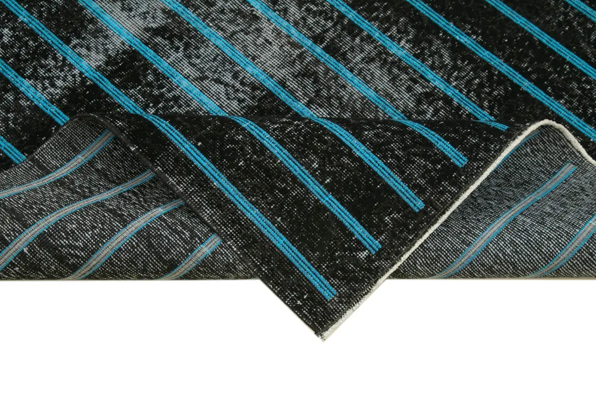 Modern Halı- Siyah Pamuk Üzerine Yün El Dokuma Halı-140x260 - Görsel 6