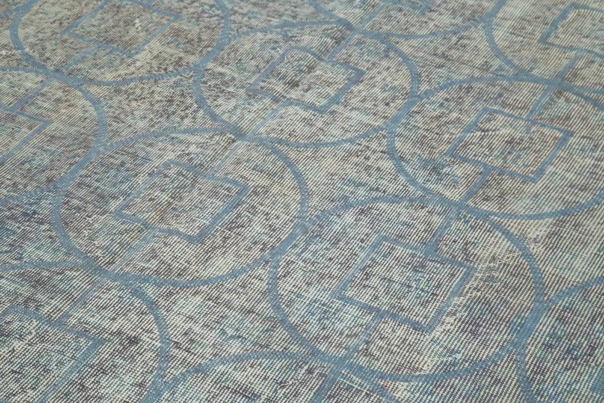 Modern Halı- Mavi Pamuk Üzerine Yün El Dokuma Halı-207x312 - Görsel 5