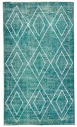 Modern Halı- Turkuaz Pamuk Üzerine Yün El Dokuma Halı-149x260