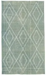 Modern Halı- Mavi Pamuk Üzerine Yün El Dokuma Halı-153x255