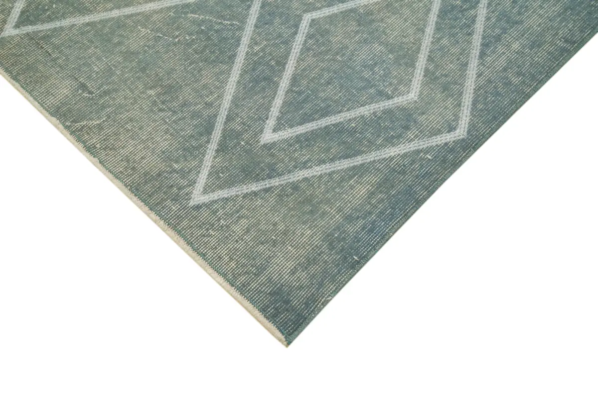 Modern Halı- Mavi Pamuk Üzerine Yün El Dokuma Halı-153x255 - Görsel 4