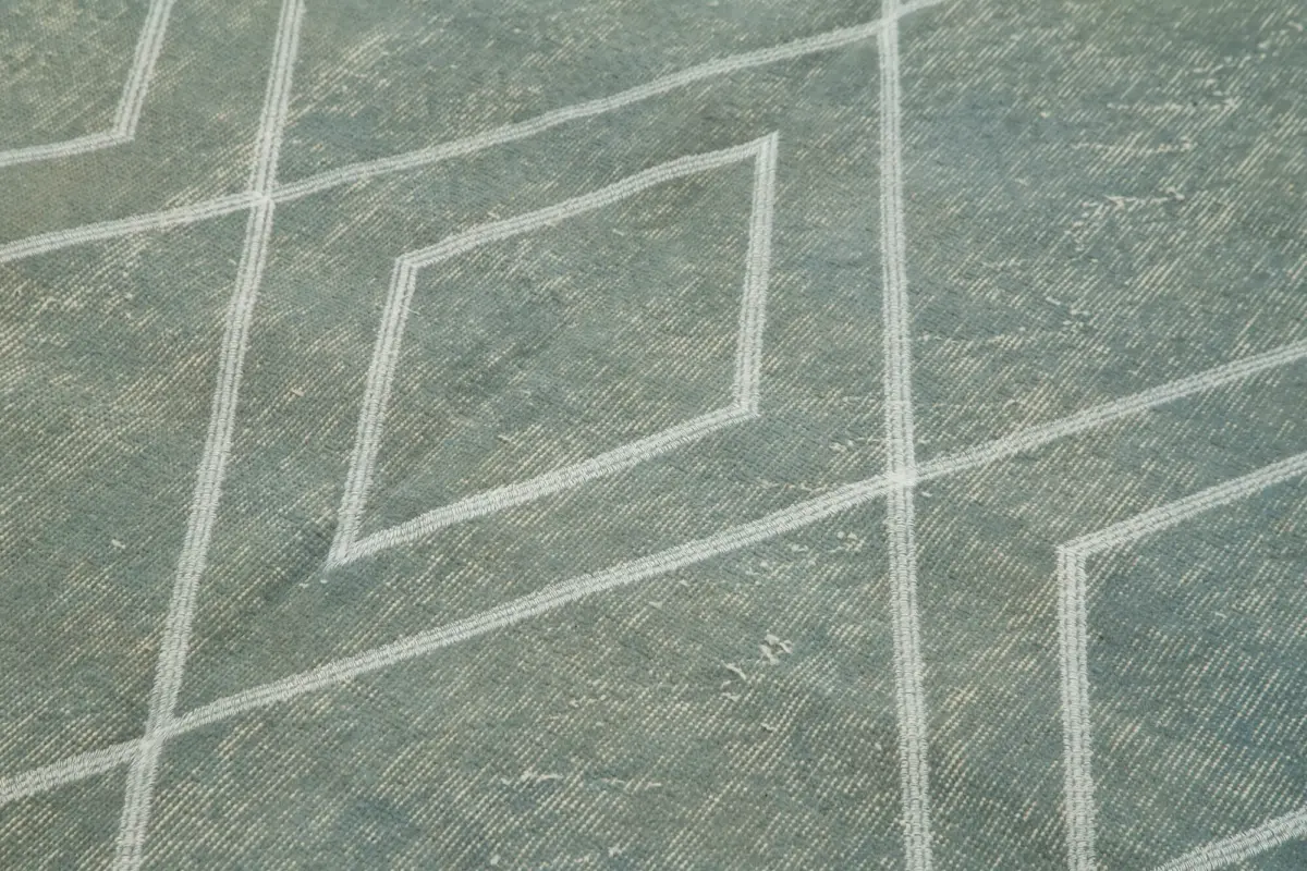 Modern Halı- Mavi Pamuk Üzerine Yün El Dokuma Halı-153x255 - Görsel 5