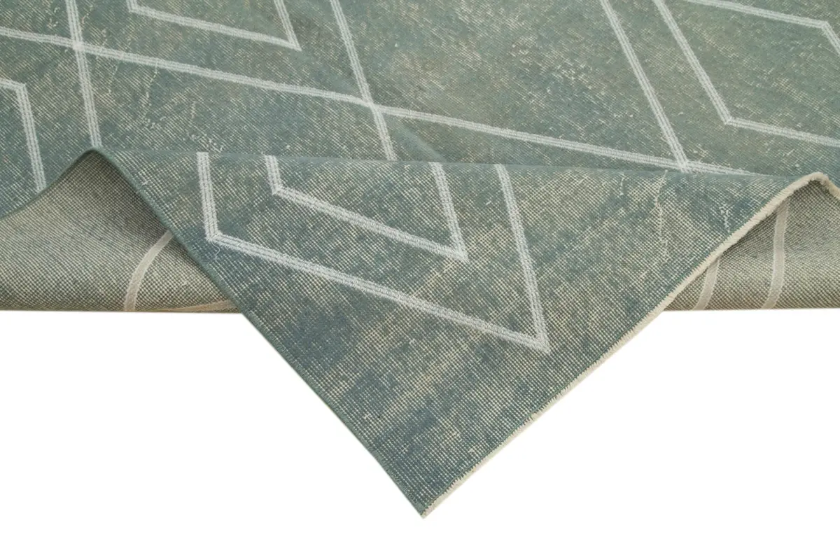 Modern Halı- Mavi Pamuk Üzerine Yün El Dokuma Halı-153x255 - Görsel 6