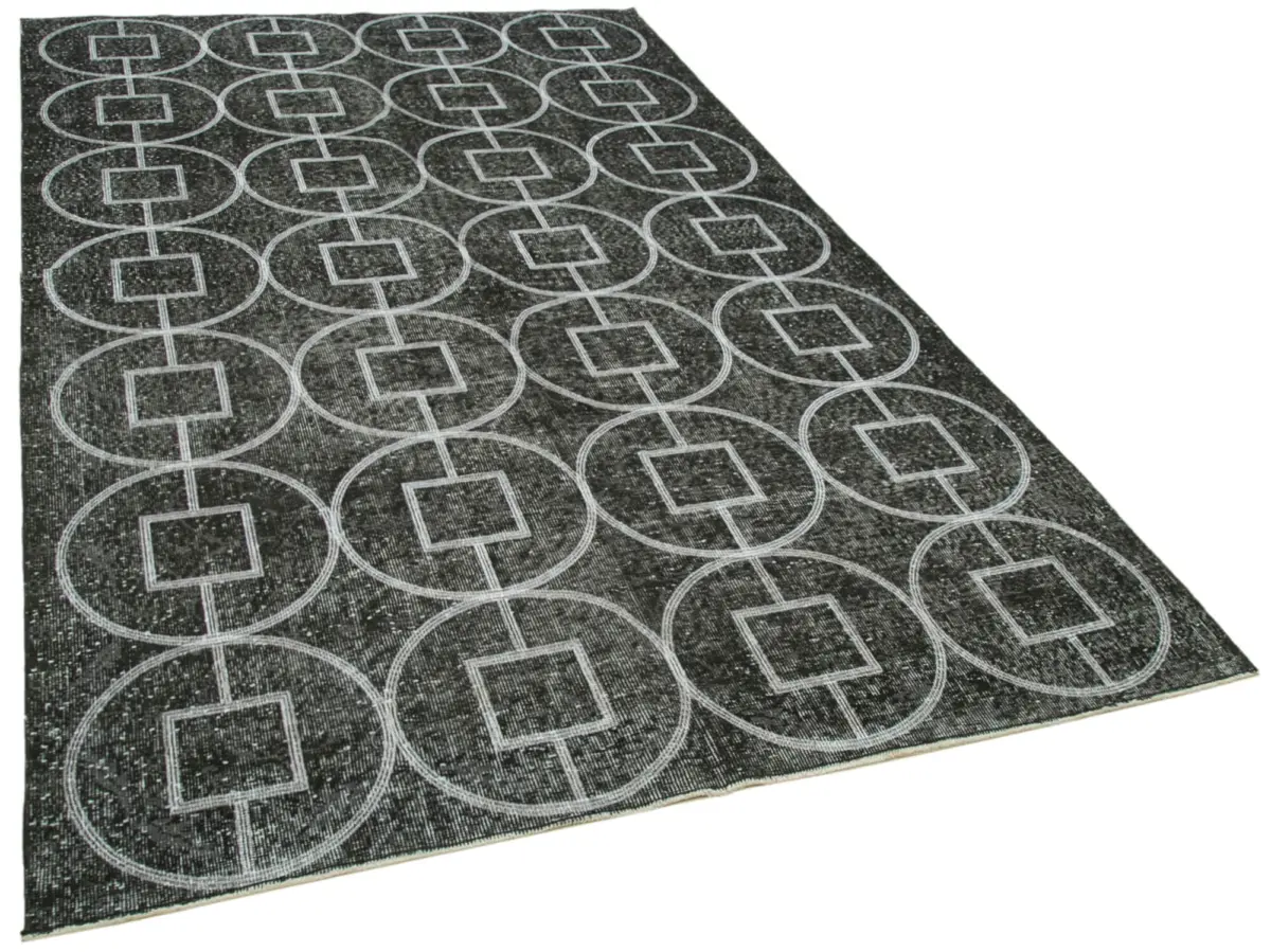 Modern Halı- Siyah Pamuk Üzerine Yün El Dokuma Halı-172x287 - Görsel 2