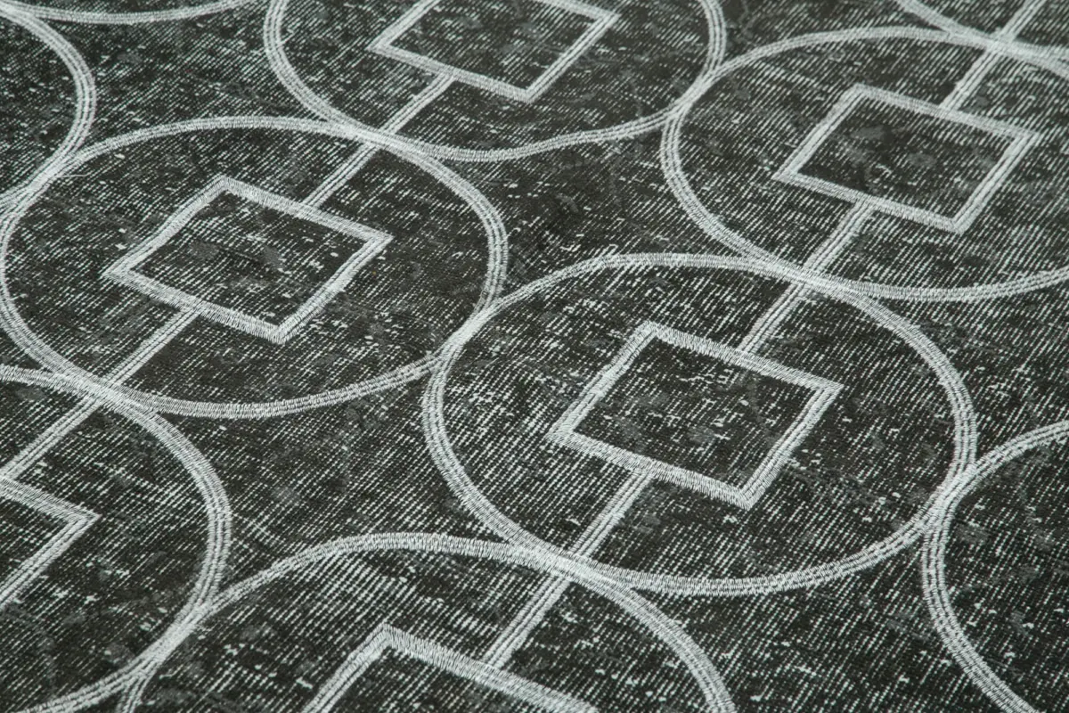 Modern Halı- Siyah Pamuk Üzerine Yün El Dokuma Halı-172x287 - Görsel 5