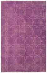 Modern Halı- Mor Pamuk Üzerine Yün El Dokuma Halı-201x304