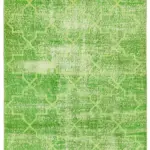 Modern Halı- Yeşil Pamuk Üzerine Yün El Dokuma Halı-144x280