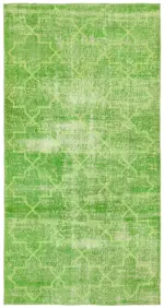 Modern Halı- Yeşil Pamuk Üzerine Yün El Dokuma Halı-144x280