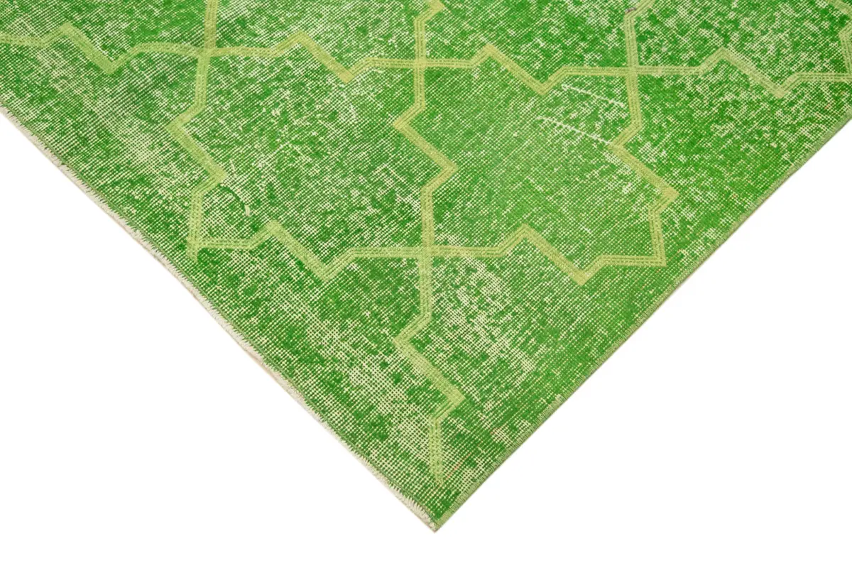 Modern Halı- Yeşil Pamuk Üzerine Yün El Dokuma Halı-144x280 - Görsel 4