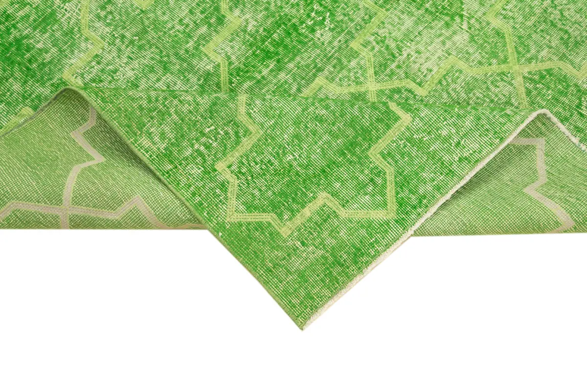 Modern Halı- Yeşil Pamuk Üzerine Yün El Dokuma Halı-144x280 - Görsel 6