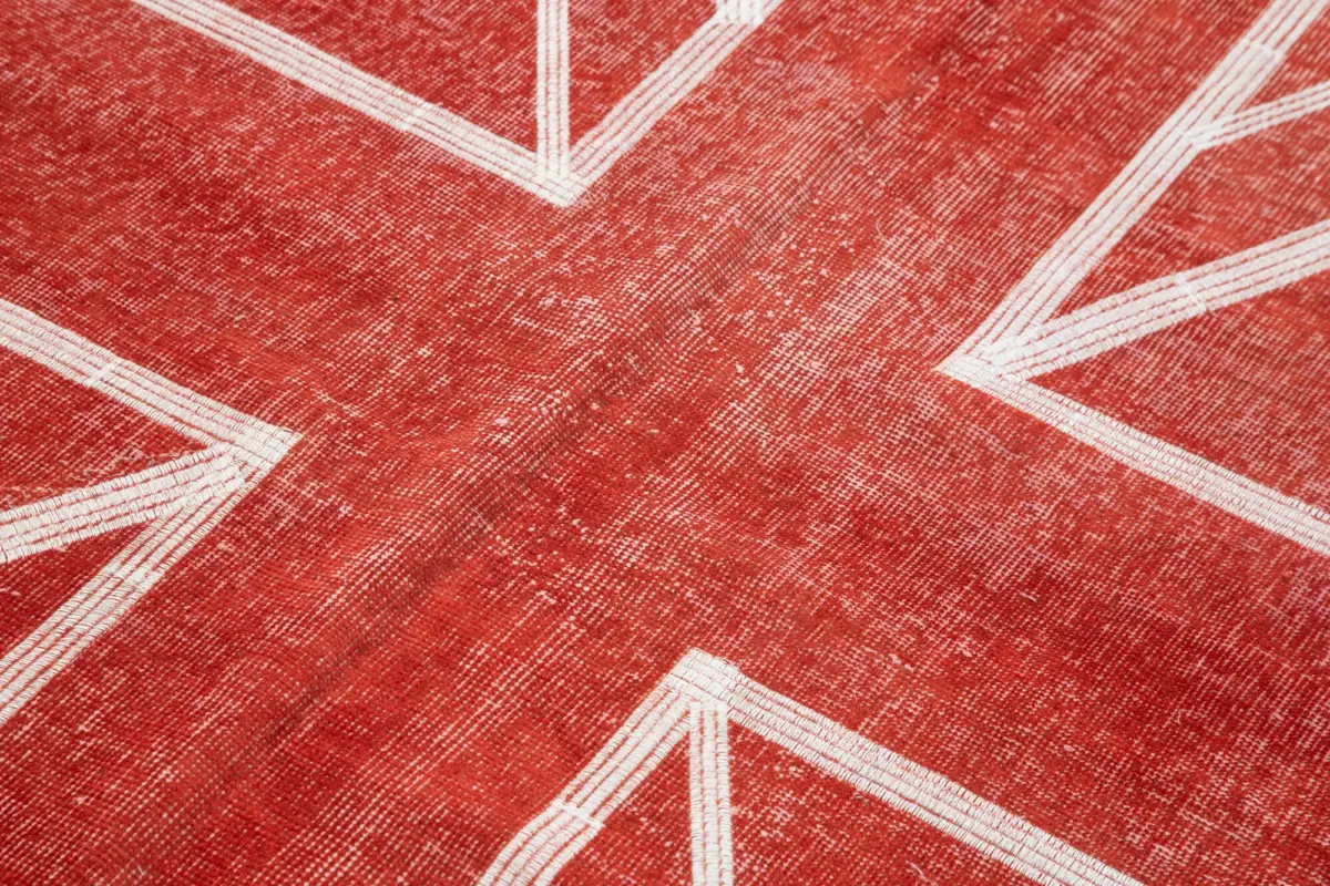 Modern Halı- Kırmızı Pamuk Üzerine Yün El Dokuma Halı-141x238 - Görsel 5