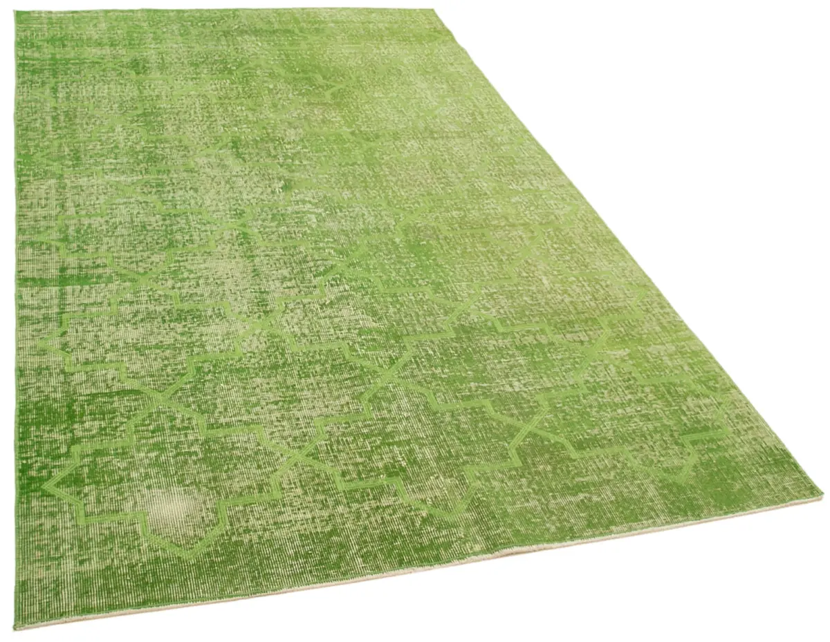 Modern Halı- Yeşil Pamuk Üzerine Yün El Dokuma Halı-152x260 - Görsel 2
